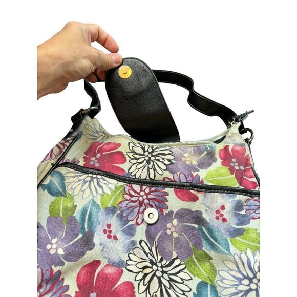 Floral Canvas Shoulder Bag With Leather Accents By Croft & Barrow - Picture 3 of 12